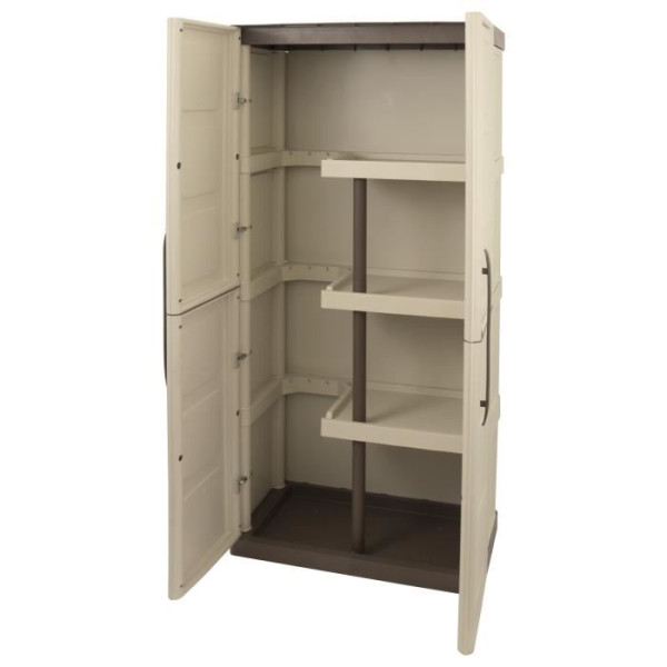 TOOD Armoire de rangement haute en résine 3 tablettes avec porte balai