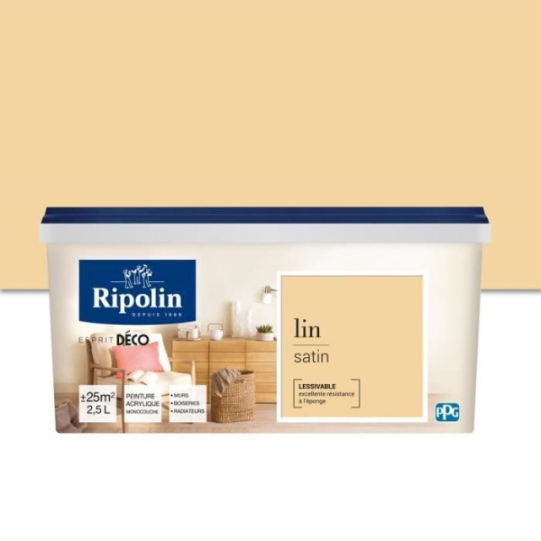 RIPOLIN Peinture Murale Toutes Pieces  - Lin Satin, 2,5L