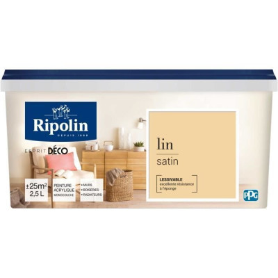 RIPOLIN Peinture Murale Toutes Pieces  - Lin Satin, 2,5L