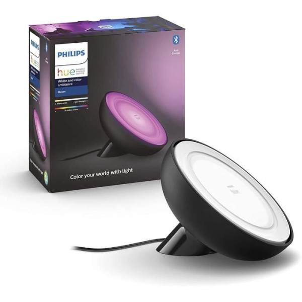 Philips Hue White  Color Ambiance, lampe Bloom, Noir, compatible Bluetooth, fonctionne avec Alexa, Google et Homekit