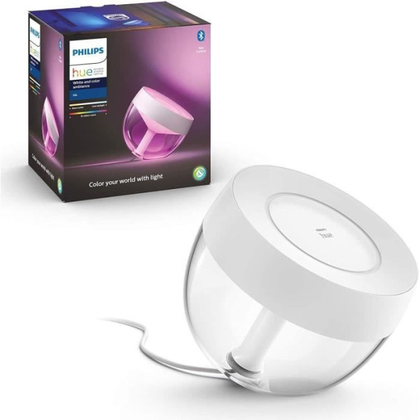 Philips Hue White  Color Ambiance, Iris compatible Bluetooth, Blanc, fonctionne avec Alexa, Google Assistant et Apple Homekit