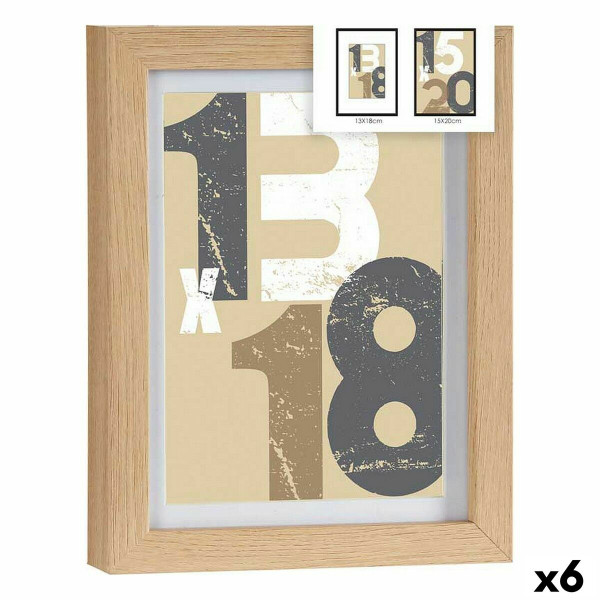 Cadre photo 18 x 23 x 2,5 cm Naturel verre Bois MDF (6 Unités)
