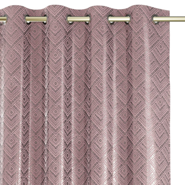 Rideau CASPE couleur rose imprimé style glamour oeillets d'argent blackout suede shine 140x250 AmeliaHome