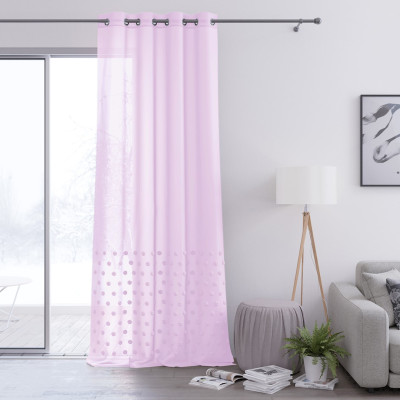Rideau – voilage LUNARE couleur rose brodé motif boho anneaux voile 140x270 ameliahome