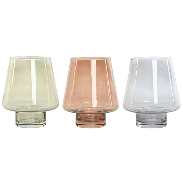 Vase Home ESPRIT Bleu Vert Ambre Verre Moderne 14,5 x 14,5 x 18 cm (3 Unités)