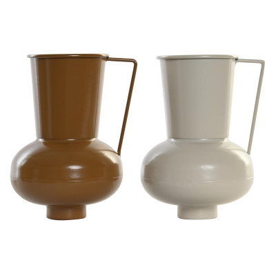 Vase DKD Home Decor 13 x 12.5 x 17 cm Beige Métal Orange Moutarde (2 Unités) Vase DKD Home Decor 13 x 12.5 x 17 cm Beige Métal Orange Moutarde (2 Unités)
