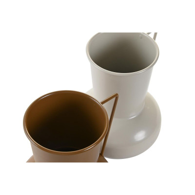 Vase DKD Home Decor 13 x 12.5 x 17 cm Beige Métal Orange Moutarde (2 Unités) Vase DKD Home Decor 13 x 12.5 x 17 cm Beige Métal Orange Moutarde (2 Unités)