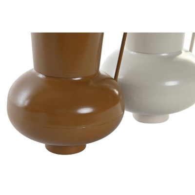 Vase DKD Home Decor 13 x 12.5 x 17 cm Beige Métal Orange Moutarde (2 Unités) Vase DKD Home Decor 13 x 12.5 x 17 cm Beige Métal Orange Moutarde (2 Unités)