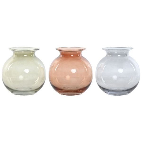 Vase Home ESPRIT Bleu Vert Ambre Verre Moderne 17,5 X 17,5 X 18,2 cm (3 Unités)