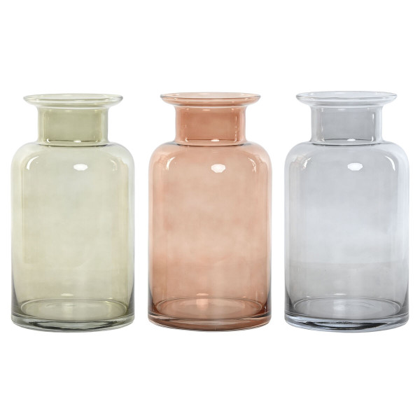 Vase Home ESPRIT Bleu Vert Ambre Verre 14,5 x 14,5 x 26,5 cm (3 Unités)