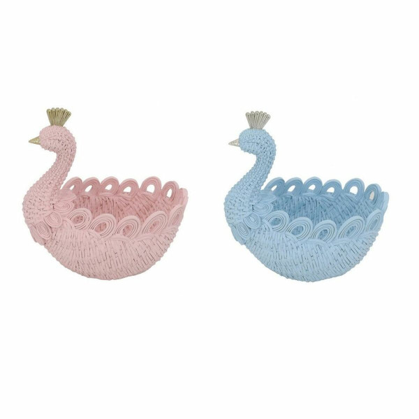 Vide-poches DKD Home Decor Bleu Bleu ciel Rose clair Résine 23 x 14,3 x 23 cm (2 Unités)
