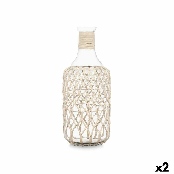 Bouteille Décorative Blanc Transparent verre Corde 19 x 48 cm (2 Unités)