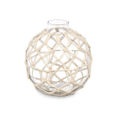 Boule Décorative Blanc Transparent verre Corde 18 x 20 cm (6 Unités)