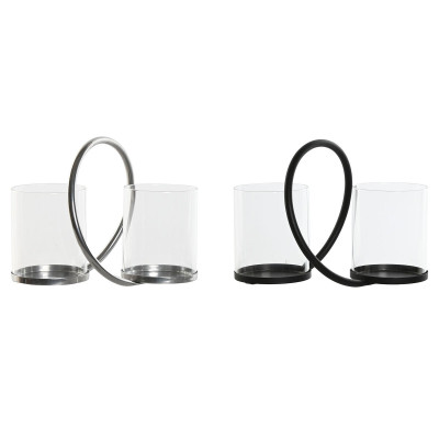Bougeoir Home ESPRIT Noir Argenté Métal Verre 24 x 19 x 18 cm (2 Unités) Bougeoir Home ESPRIT Noir Argenté Métal Verre 24 x 19 x 18 cm (2 Unités)