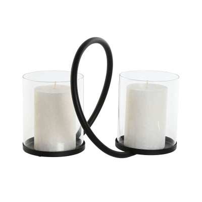 Bougeoir Home ESPRIT Noir Argenté Métal Verre 24 x 19 x 18 cm (2 Unités) Bougeoir Home ESPRIT Noir Argenté Métal Verre 24 x 19 x 18 cm (2 Unités)