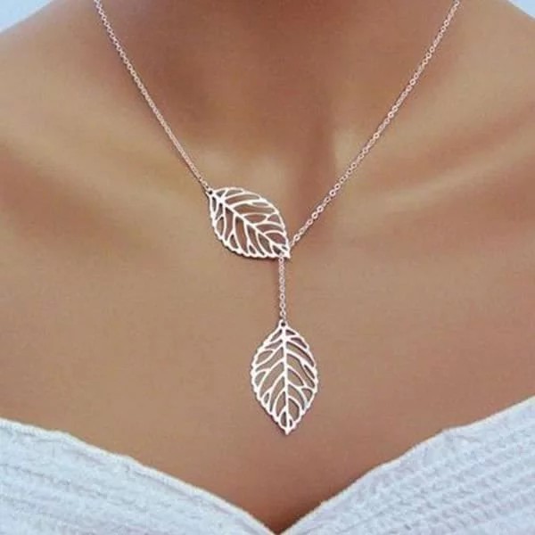 Collier feuille double Gold bijoux