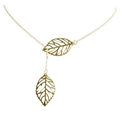 Collier feuille double Gold bijoux