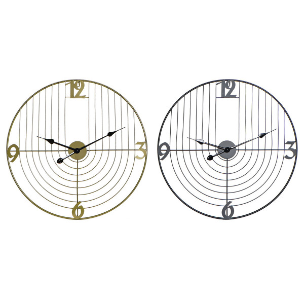 Horloge Murale DKD Home Decor Noir Doré Métal (60 x 3 x 60 cm)