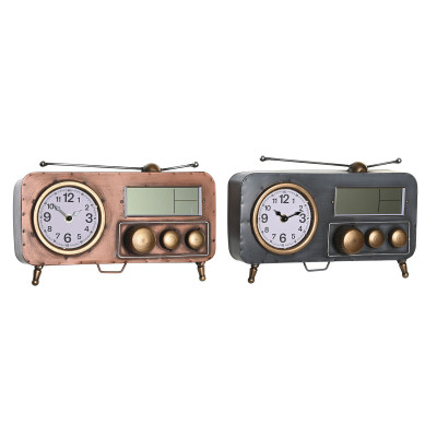 Horloge de table DKD Home Decor 33 x 11,5 x 26 cm Gris Cuivre Fer Vintage (2 Unités) Horloge de table DKD Home Decor 33 x 11,5 x 26 cm Gris Cuivre Fer Vintage (2 Unités)