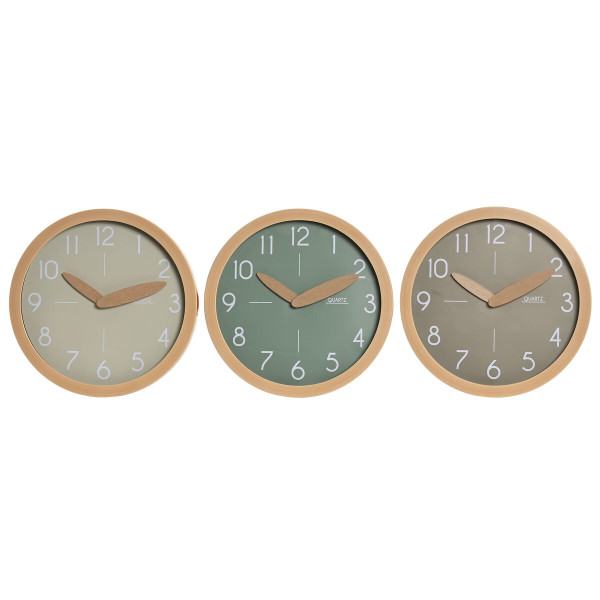 Horloge Murale Home ESPRIT Marron Vert Gris polystyrène 30 x 4 x 30 cm (3 Unités)