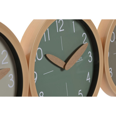 Horloge Murale Home ESPRIT Marron Vert Gris polystyrène 30 x 4 x 30 cm (3 Unités)