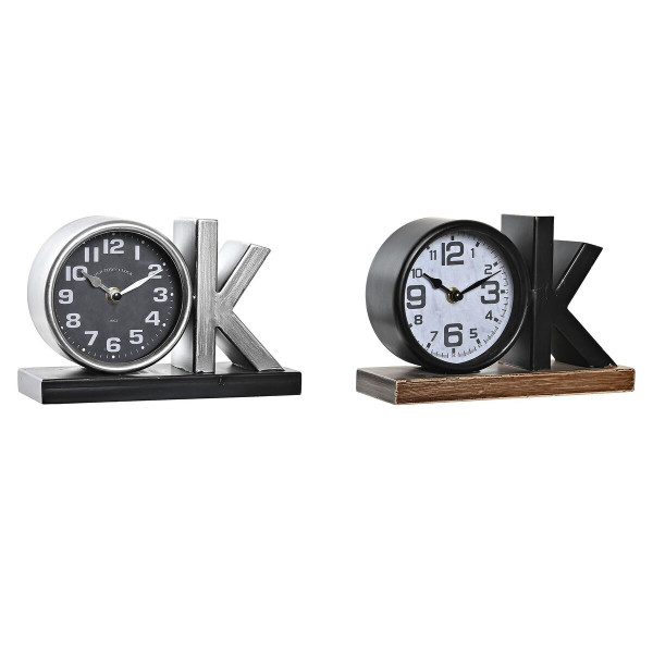 Horloge de table DKD Home Decor Argenté Noir Fer OK (23 x 8 x 15 cm) (2 Unités)