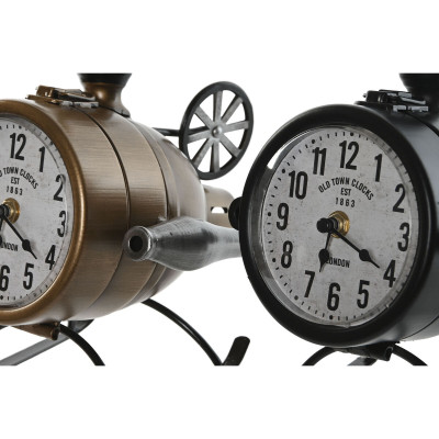 Horloge de table Home ESPRIT Noir Doré PVC Métal Loft 18 x 23 x 24 cm (2 Unités) Horloge de table Home ESPRIT Noir Doré PVC Métal Loft 18 x 23 x 24 cm (2 Unités)