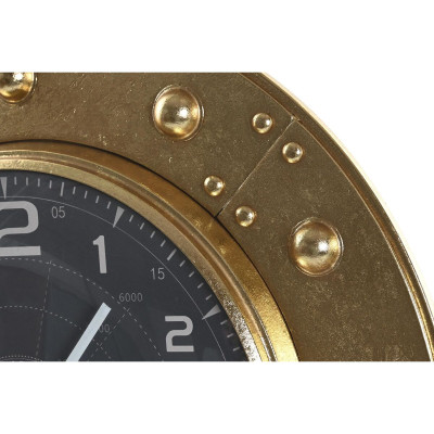 Horloge Murale DKD Home Decor Verre Argenté Noir Doré Fer (48,5 x 6 x 48,5 cm)