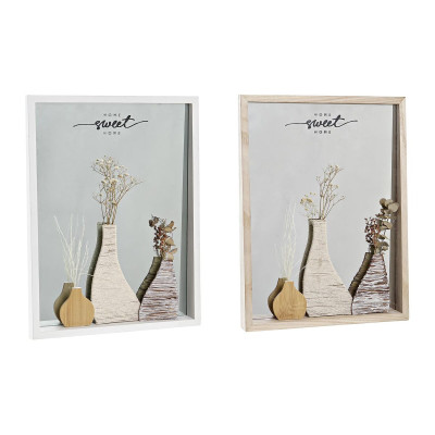 Miroir mural DKD Home Decor Verre Naturel Blanc 30 x 4 x 40 cm Bois MDF Cottage (2 Unités)