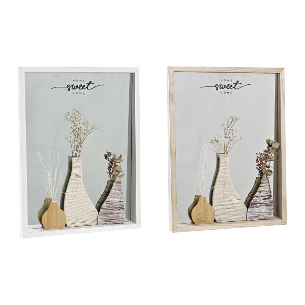 Miroir mural DKD Home Decor Verre Naturel Blanc 30 x 4 x 40 cm Bois MDF Cottage (2 Unités)