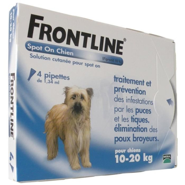 FRONTLINE 4 pipettes Spot On - Pour chien de 10 a 20 kg