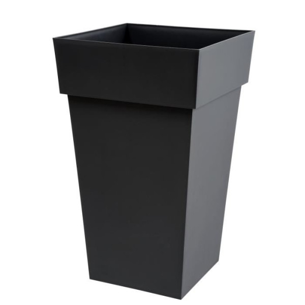 EDA Pot de fleur haut carré Toscane - 39 x 39 x H 65 cm - 62 L - Gris anthracite