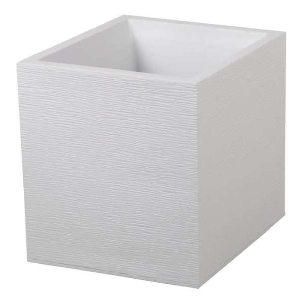 EDA Pot carré Graphit - 39 x 39 x 43 cm - Contenance 35 L - Blanc cérusé