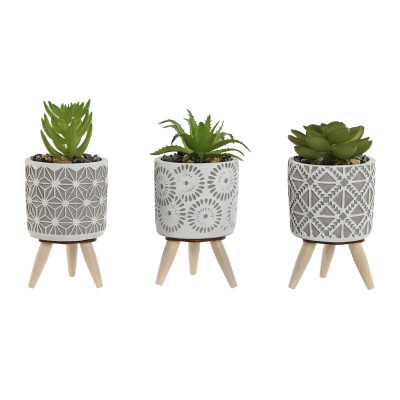 Plante décorative Home ESPRIT Polyéthylène Ciment 6,5 x 6,5 x 11 cm (3 Unités) Plante décorative Home ESPRIT Polyéthylène Ciment 6,5 x 6,5 x 11 cm (3 Unités)