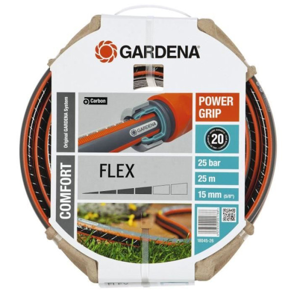 GARDENA Tuyau d'arrosage Comfort FLEX  Longueur 25m  Ø15mm  Anti noeud et indéformable  Garantie 20 ans (18045-26)