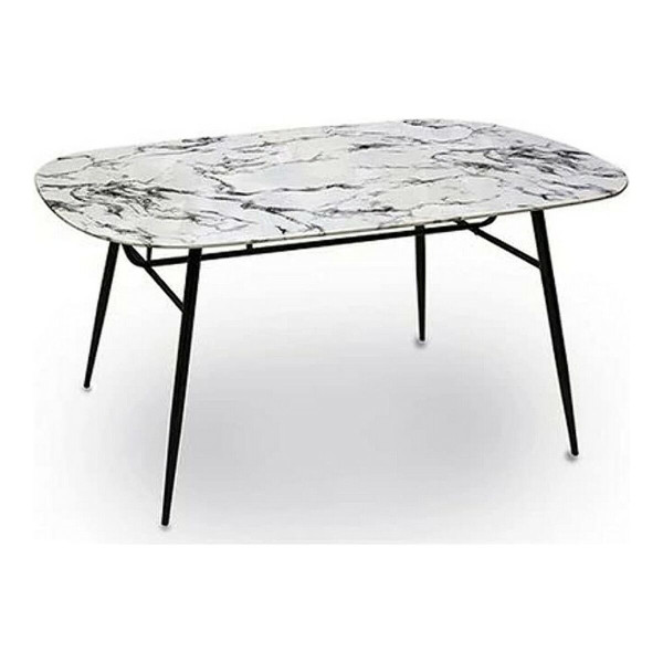 Table Noir Métal Blanc Mélamine (90 x 76,5 x 160 cm)
