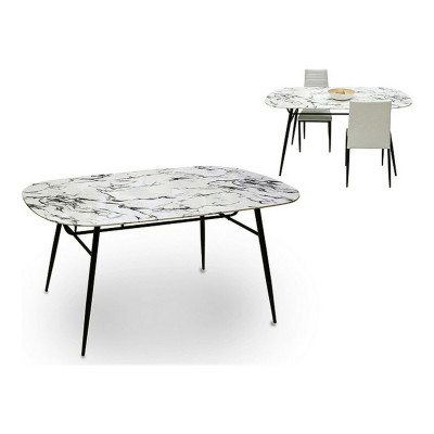 Table Noir Métal Blanc Mélamine (90 x 76,5 x 160 cm)