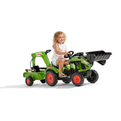 Tractopelle a pédales - FALK - Claas - Des 2 ans - 100% Fabriqué en France - 60% de plastique recyclé