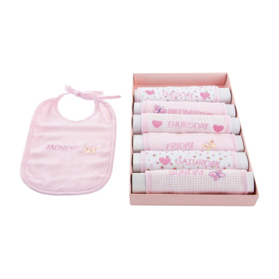 Ensemble de Bavoirs Home ESPRIT Bleu Rose Coton 19 x 29 x 3 cm (4 Unités)