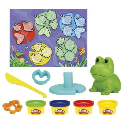 Play-Doh classique La grenouille des couleurs - 4 pots de pâte a modeler, jouets préscolaires