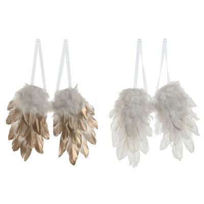 Décoration Suspendue Home ESPRIT Blanc Doré Plume 28 x 4 x 33 cm (2 Unités) Décoration Suspendue Home ESPRIT Blanc Doré Plume 28 x 4 x 33 cm (2 Unités)