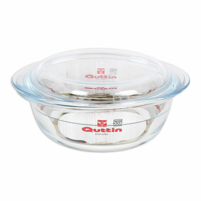Casserole avec Couvercle Quttin verre 1,1  0,3 L (3 Unités)