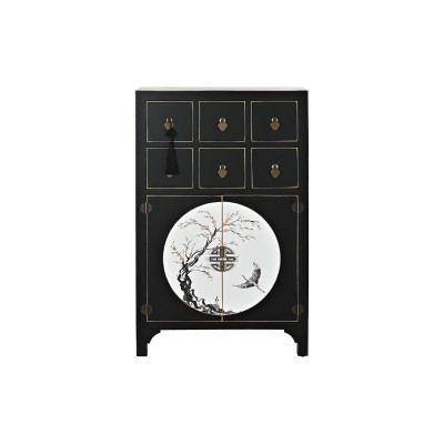 Caisson à Tiroirs DKD Home Decor Noir Doré Sapin Bois MDF Oriental 63 x 28 x 101 cm