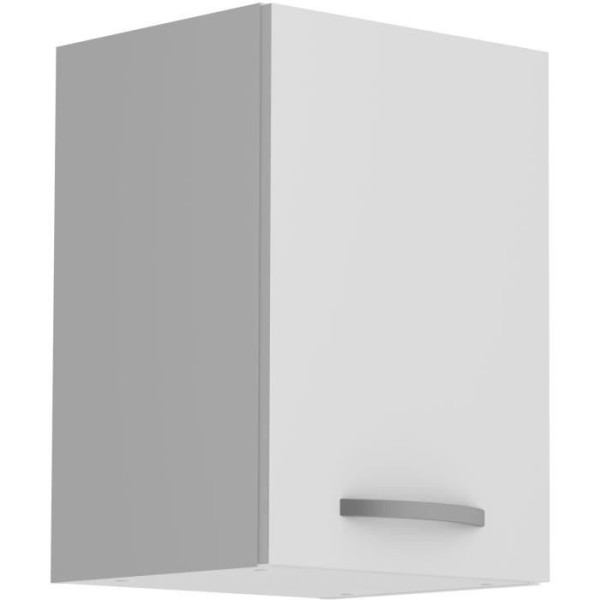 Meuble haut de cuisine OSLO - Blanc mat - 1 porte  tablette - L 40 x P 36 x H 58 cm
