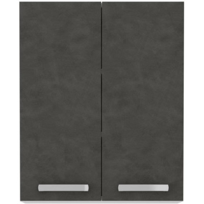 Meuble haut portes battantes - Gris mat - L 60 cm x P 31,6 x H 72 cm - LASSEN