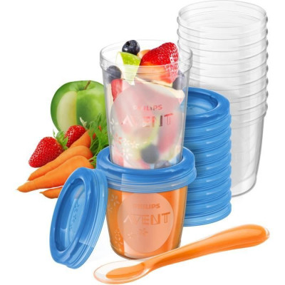 Set de pots de conservation - PHILIPS AVENT - Purées - 10x180ml  10x240ml  20 couvercles  Cuillere de sevrage  Recettes