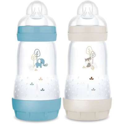 Lot de 2 Biberons - MAM - Easy Start / Anti-Colique - 260 ml - Tétine Débit 2 - Océan  Sable