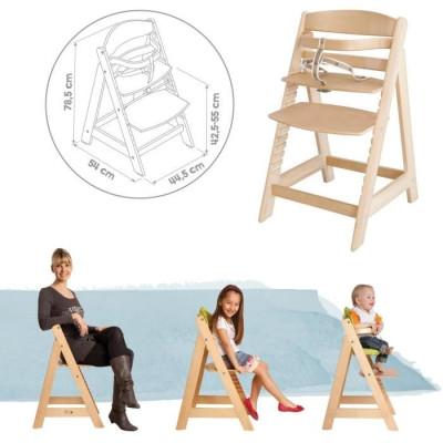 Chaise Haute Évolutive Sit Up III en Bois - ROBA - Réglable en Hauteur - Naturel