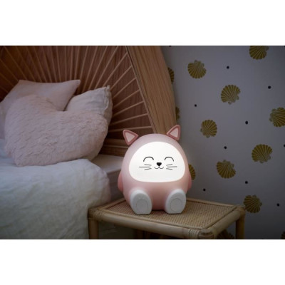 Enceinte lumineuse  veilleuse - BIGBEN - Chat - Bluetooth 5.0, 15W, Veilleuse réglable, Minuterie, Batterie USB-C