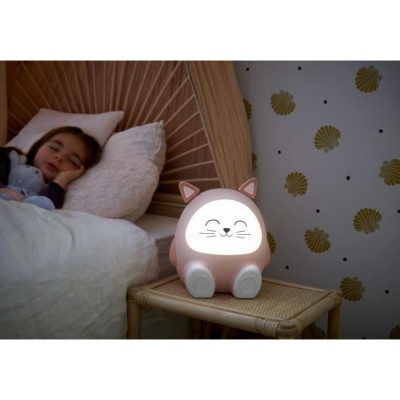 Enceinte lumineuse  veilleuse - BIGBEN - Chat - Bluetooth 5.0, 15W, Veilleuse réglable, Minuterie, Batterie USB-C